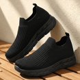 thumbnail image 5 of Domuza Mens Slip On Knit Sock Sneakers, Breathable Ribbed Fly Knit Walking Shoes, Non-Slip Rugged Sole Lightweight Casual Daily Athletic Trainers Black 8.5 (EU-42), 5 of 6