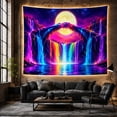 thumbnail image 6 of Surreal Landscape with Waterfalls and Rainbow Moon Arch, Mystical Fantasy for Nature Lovers, Celestial Art Decor, Housewarming Gift, Tapestry Wall Hanging for Bedroom and Living Room, 6 of 7