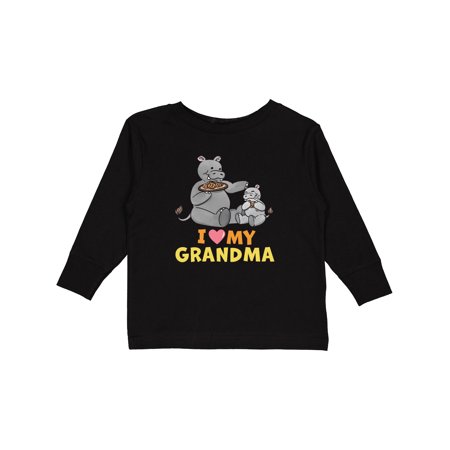 

Inktastic I Love My Grandma Hippos Gift Toddler Boy or Toddler Girl Long Sleeve T-Shirt