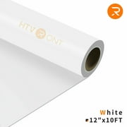 HTVRONT 12in x10FT White PU Vinyl HTV Iron on Easy to Cut & Weed Heat Transfer Vinyl for  for Shirts, Iron on Vinyl for Cricut & Cameo(White)