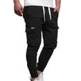 thumbnail image 4 of ibuvkizy Mens Cargo Pants with Multi Pockets Drawstring Elastic Waist Straight Leg Casual Full Length Cargo Trousers,Sizes S-2XL, 4 of 6