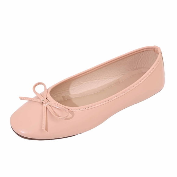 FRSASU Women's Round Toe Ballet Flats Comfortable Bow Dressy Bowtie Flats Shoes Pink