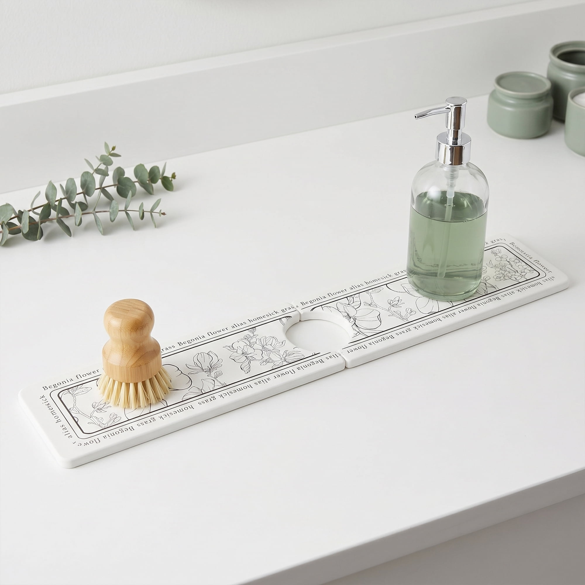 Unique Bargains Faucet Mat Versatile Kitchen Sink Mat for Home Flower 23.6*3.9 in