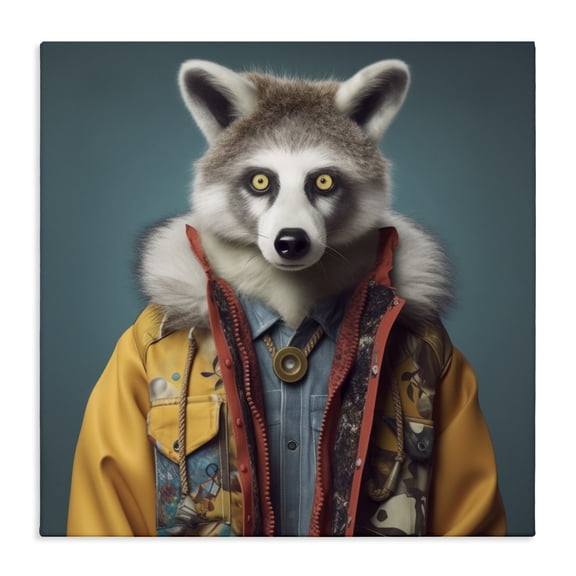 Stupell Industries Bohemian Raccoon in Street Fashion Canvas Art, 17 x 17, by Lazar Studio
