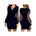 thumbnail image 6 of KOMOO Women Sequins Cocktail Dress Mesh Long Sleeve High Waist Patchwork Bodycon Dress Glitter Evening Dress, 6 of 6