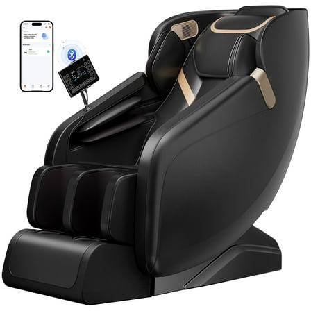 Upgo 4D Massage Chair Full Body, Zero Gravity Massage Chair with Heat and Foot Massage with Airbags, Kneading, Bluetooth, LCD Touch Control - Black
