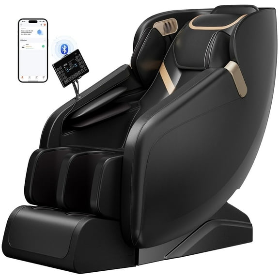 Upgo 4D Massage Chair Full Body, Zero Gravity Massage Chair with Heat and Foot Massage with Airbags, Kneading, Bluetooth, LCD Touch Control - Black