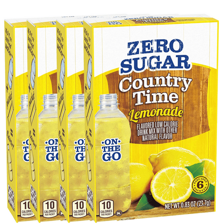 Country Time Lemonade Powdered Drink Mix Zero Sugar Low-Calorie Water Enhancer Sweet Citrusy Taste On-The-Go Beverages Convenient Easy Prepare 6-ct per Box – 4 Packs – 24 Total Servings Country Time Lemonade Powdered Drink Mix Zero Sugar Low-Calorie Water Enhancer Sweet Citrusy Taste On-The-Go Beverages Convenient Easy Prepare 6-ct per Box – 4 Packs – 24 Total Servings
