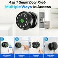 thumbnail image 3 of Smart Door Knob,Blacksmith 4 in 1 Door Knob With Fingerprint & App Control & Password &Keys,Biometric Smart Door Lock for Home, Apartment, Office,Black ﻿, 3 of 9