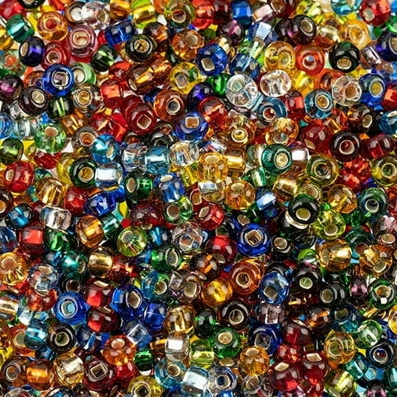 John Bead Czech Glass Seed Beads 6/0 (23g) Silverlined Multi Mix Bead