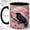 Black, variant on Cherry Blossom Raven Coffee Mug, Moon Bird Mug, Ceramic 11 oz