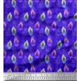 thumbnail image 1 of Soimoi Blue Cotton Cambric Fabric Peacock Feather Decor Fabric Printed Yard 56 Inch Wide, 1 of 3