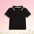 thumbnail image 6 of QIUOMBBP Kids Short Sleeve Polos Shirts with Chest Pocket Kids School Uniform Summer Casual Cotton Golf Shirts, Black, 100, 6 of 10
