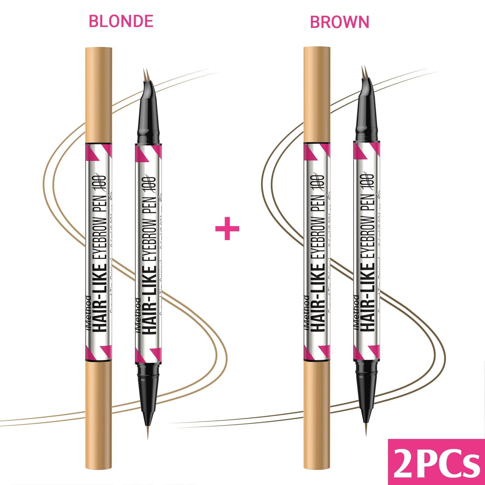 iMethod 2-in-1 Curved Eyebrow Pen - Dual-Ended Microblading Pencil with Curved Tip and Precise Brush-Tip, Natural Hair-Like Brows, Lasts All-day，Black