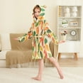 thumbnail image 4 of FORMRS Niños Bathrobe Unisex Hooded Robe Soft Plush Pajamas Sleepwear, Size 2-3T, Green Retro Autumn Leaves, 4 of 7