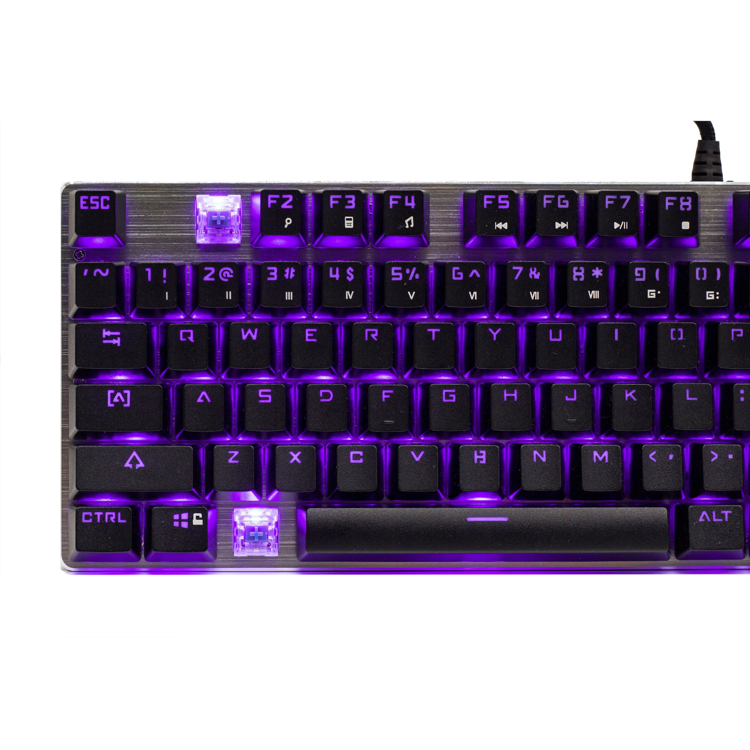 Sceptre SK-604 104 Key USB Wired Illuminated Mechanical Gaming Keyboard - Blue Switch - Purple LED Backlit