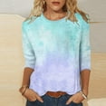 thumbnail image 2 of Busydd Womens Tops Fashion Tie Dye Blouses Casual Loose Round Neck T-Shirts 3/4 Length Sleeve Shirts Going Out Tops for Women, 2 of 5
