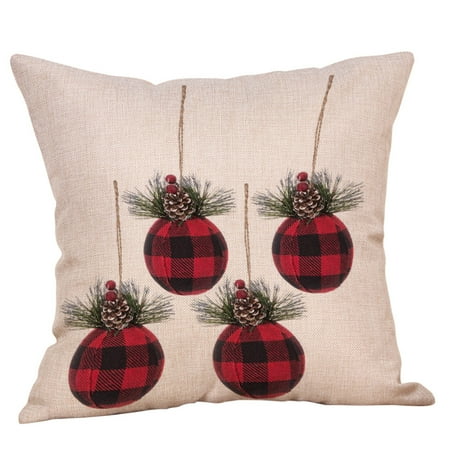 Christmas Cushions Christmas Pillow Case Glitter Cotton Linen Sofa Throw Cushion Cover Home Decor ()