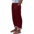 thumbnail image 2 of Oksale Womens Beach Pants 2026 Summer Straight Leg Trousres with Pockets Elastic Waisted Vacation Outfits Red XL, 2 of 7