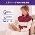 thumbnail image 3 of KEKOY Heating Pad for Back, Neck & Shoulders Pain Relief, Wearable Electric Heat Pad with Detachable Belt, 4 Heat Settings, 2-Hour Auto Shut-Off, Fast Heating, 24"x33", Burgundy, 3 of 10