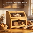 thumbnail image 2 of M Buder 2-Layer Wood Bread Box, Bamboo Bread Box for Kitchen Counters, Wooden Bread Storage Organizer with Clear Acrylic Doors, Ventilation and Flat Top, 2 of 9