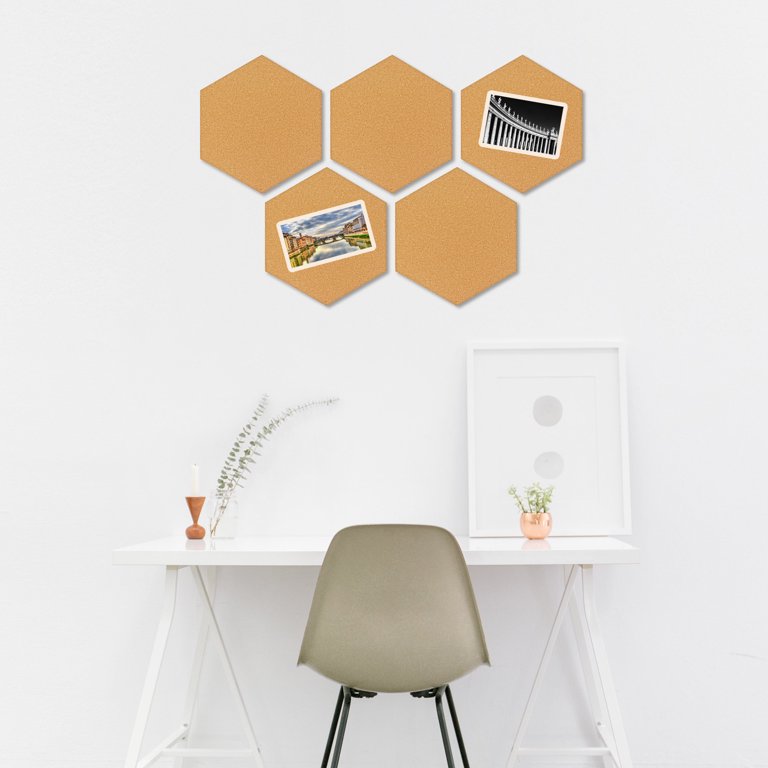 Cork Bulletin Board Hexagon 4 Pack, Small Framed Corkboard Tiles for Wall,  Thick Decorative Display Boards for Home Office Decor, School Message Board  - China Combination Board, Cork Board