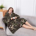 thumbnail image 5 of Oversized Wearable Blanket Hoodie,Brown Mushroom Daisy Dark Pattern Sherpa Blanket Hoodie with Super Pockets,Super Warm Fuzzy Pullover for Women & Men, 5 of 6