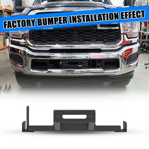 Front Bumper Winch Plate Dodge Ram 2019-2024 2500/3500,Heavy Duty Steel,Black Powder Coated