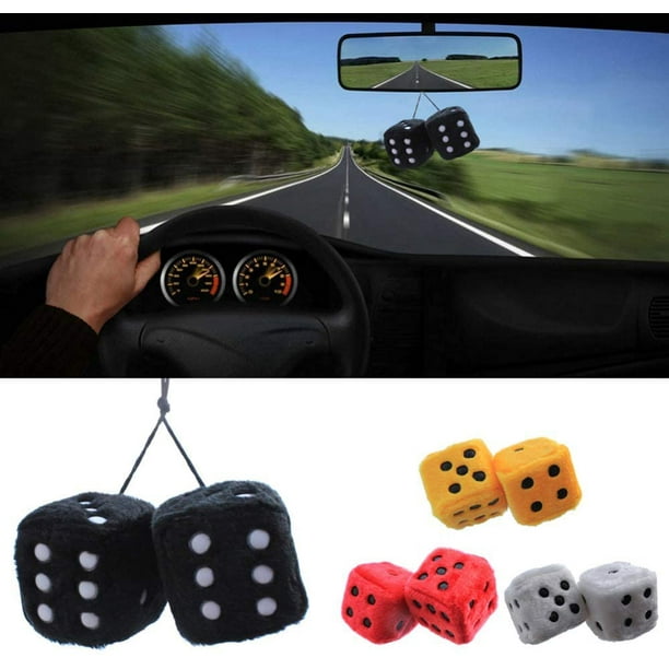 1 Pair Car InteriorPlush Toy Decoration with Dots, Mirror Hanging