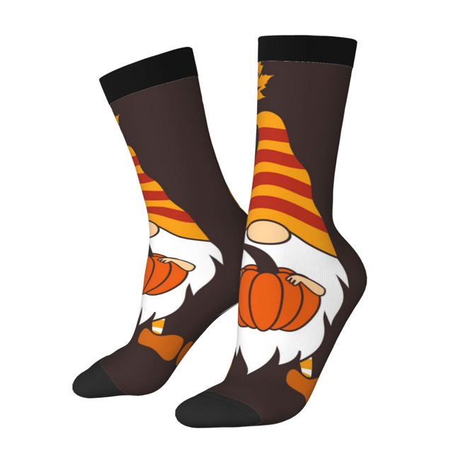 Fotbe Fall Gnomes Calcetas Largas con Estampado para Hombre y Mujer – Calcetas de Compresión Transpirables y Elásticas, Viajar y Uso Diario Talla 5-11