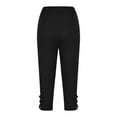 thumbnail image 5 of Jzuxvd Womens High Waist Basic Plain Cotton Linen Soft Capri Leggings Black M, 5 of 5