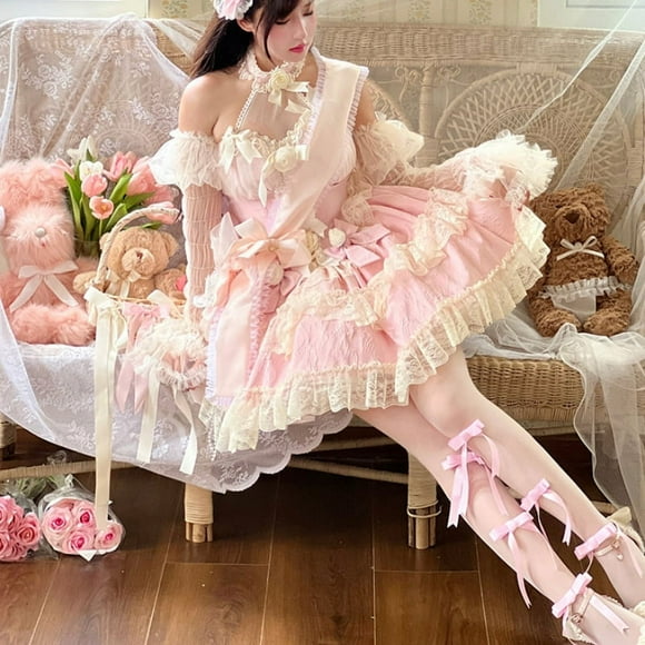 Victorian Gothic Lolita Dress Women Japanese Harajuku Y2k Lace Bow Rose Flower Princess Dresses Elegant Wedding Party Mini Dress Xinyi