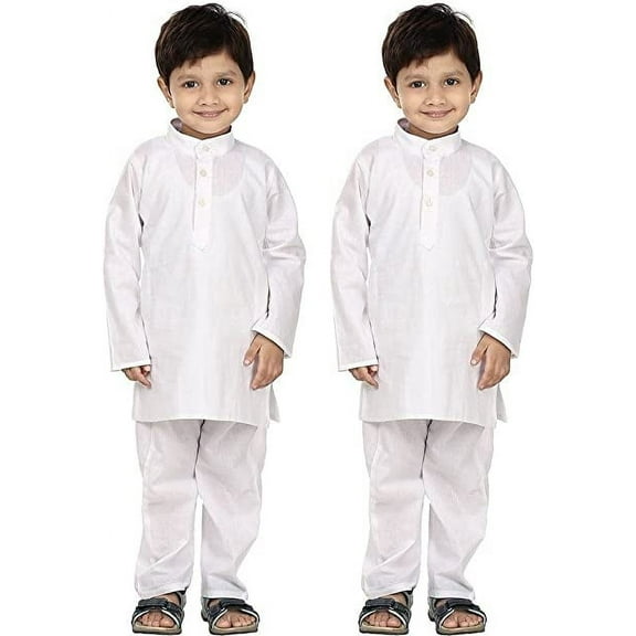 Royal Kurta Kid's Wear White Pure Cotton Kurta Pyjama Set