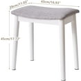 thumbnail image 3 of Saddle Cushion Vanity Stool Chair, Foot Rest Stool with Solid Wood Legs, Modern Vanity Bench Ottoman for Piano, Upholstered Seat for Bedroom, Entryway, White Legs&Light Gray, 3 of 9