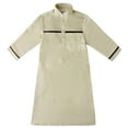 thumbnail image 2 of XDZJLR Combinaison Garçon Tout-Petit Arabe Musulman Thobe Manches Longues Kaftan Crew National Adolescent Robe Brodée Manches Longues Ensemble Barboteuse Beige 11-12 Ans, 2 of 6