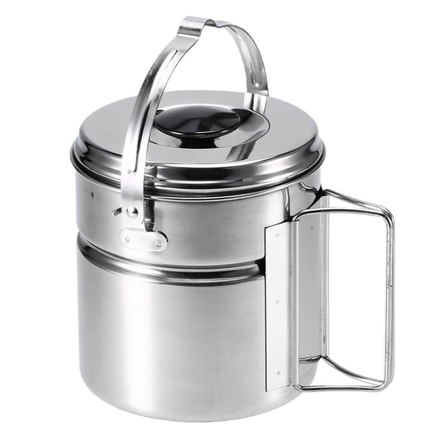 Utensilios de cocina del agua de la ebullición del de la ejecución del pequeño que al aire libre con la tapa y la manija Macarena Pote plegable para acampar