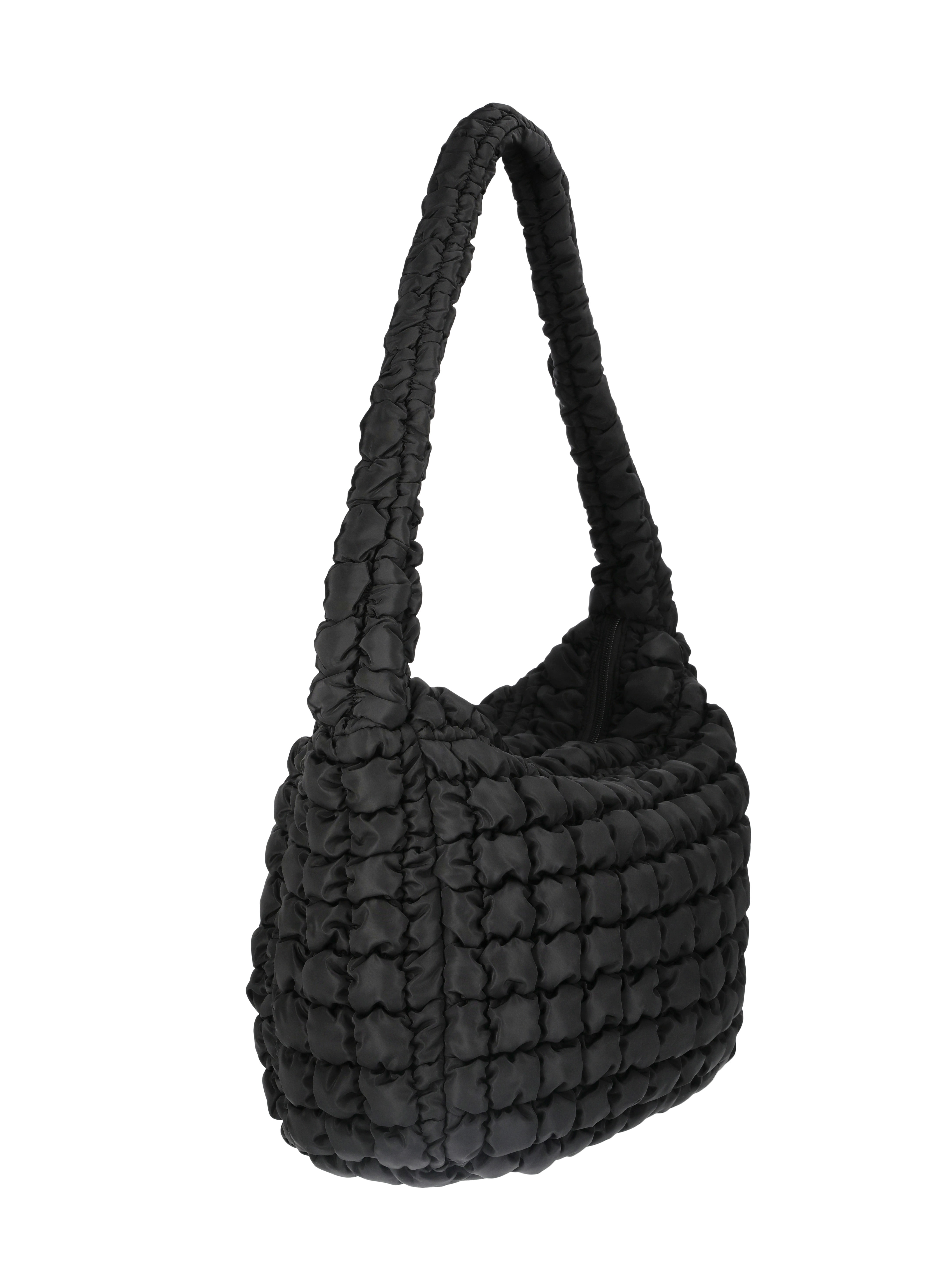 No Boundaries Women's Oversized Quilted Hobo Bag, Black