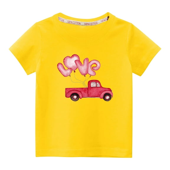 MeetoTime Valentine's Day Printed Kids Short Sleeve Tops Casual Cotton T-Shirt for Boys Girls Summer Clothes