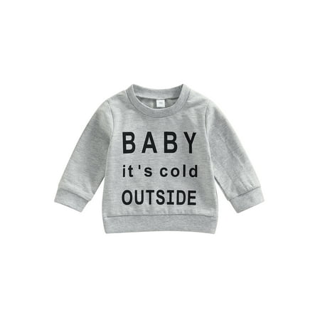 

Baby Boy Girl Sweater Autumn and Winter Casual Pullover Long Sleeve Round Neck Letter Printed Warm Loose Gray Sweatshirt 0-24 M