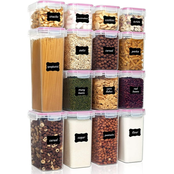 Vtopmart Airtight Food Storage Containers Set With Lids 15pcs Bpa Free Plastic Dry Canisters For Kitchen Pantry Organization And Dishwasher Safe Include 24 Labels Pink Com Vtopmart Airtight Food Storage, Airtight Food Storage Container