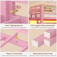 thumbnail image 4 of Low Loft Bed with Storage Stairs & Drawers & Shelves, LED Twin Metal Loft Bed with Under-Bed Playhouse, Pink, 4 of 11