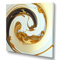 Designart White And Gold Bold Movement I Canvas Wall Art