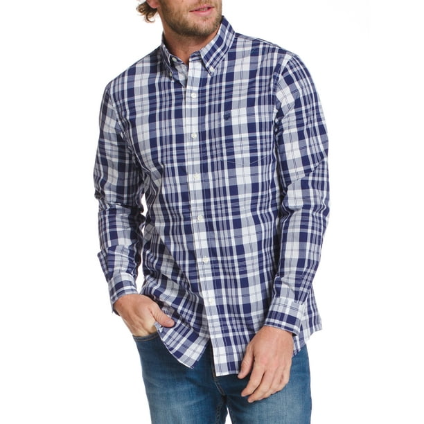 Chaps Men's Long Sleeve Printed Sustainable Easy Care Button Down Shirt