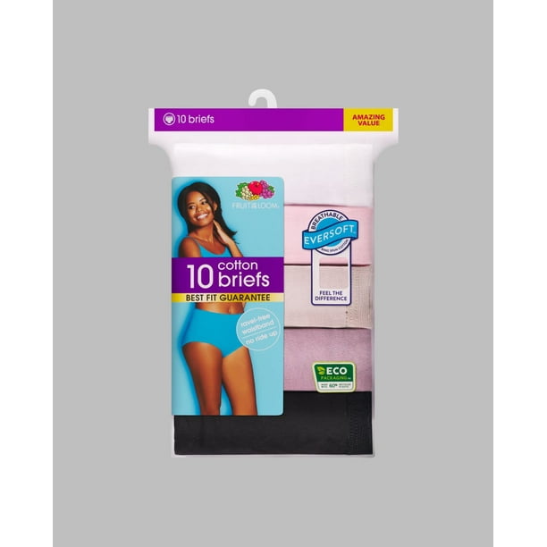 WOMENS BODY TONE COTTON BRIEF PANTY, 10 PACK, 7, ASSORTED