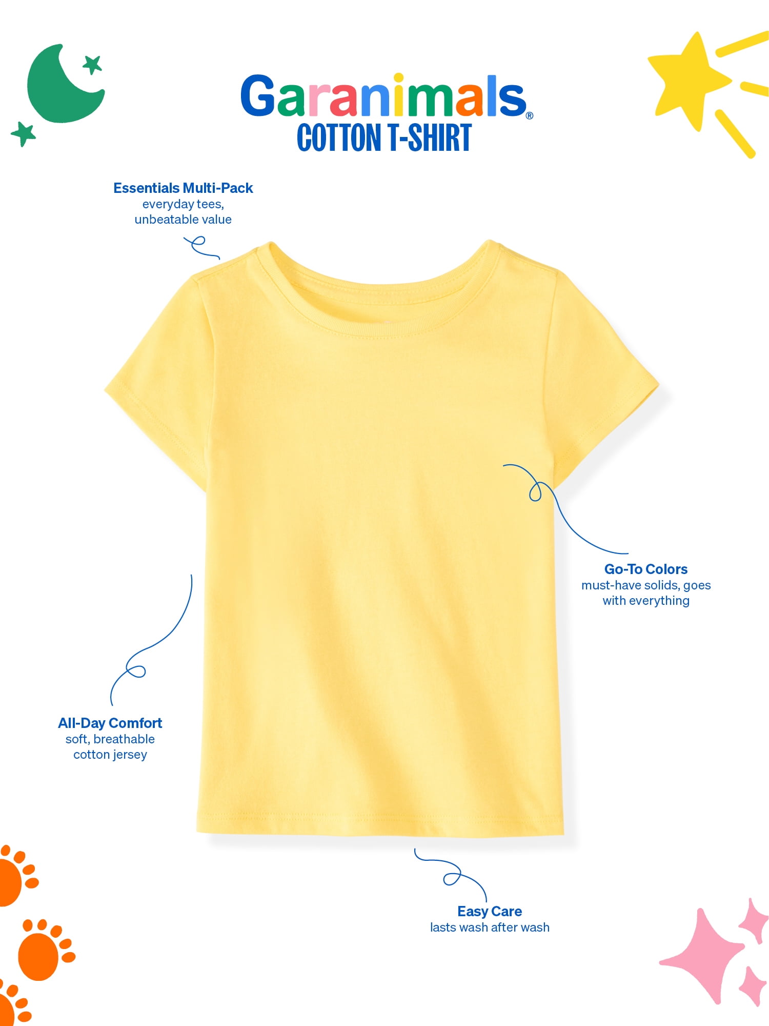 Garanimals Newborn, Baby & Toddler Girl Cotton Short-Sleeve Solid T-Shirts, 3-Pack, Sizes 0-6T