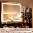 thumbnail image 5 of Small Vanity Desk with Mirror and Lights, 26.4" W Girls Vanity Set with Adapter, 3 Lighting Color Adjustable, Makeup Vanity Vanity for Girl, 5 of 9