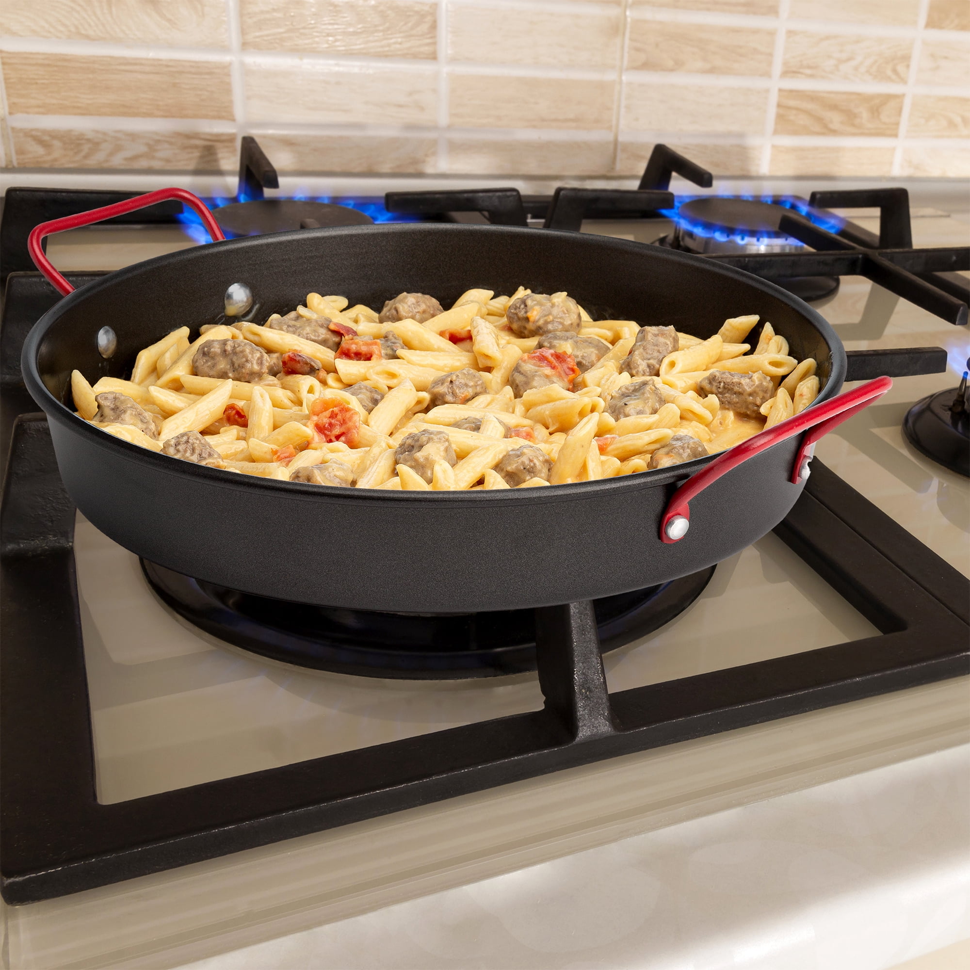 Tasty Non-Stick Multipurpose Pan, Heavy Gauge Carbon Steel, Stovetop, Oven and Gas Grill Safe Up to 450°F, Premium Non-Stick Coating, 12"