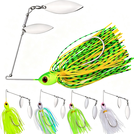 CYFW Spinnerbait Fishing Lure Hard Metal Jig Spinner Baits Kits Swimbait for Bass Trout Pike Salmon Walleye Freshwater Saltwater 5Pcs/Pack Durable Spinner Baits