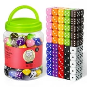 JoyCat 100pcs 6 Sided Game Dice Set 10 Colors 16mm Dice Number for Kids Board Game Math Dice for Classroom