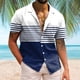 thumbnail image 2 of Camisas Para Hombre Manga Larga Hombres Casual Manga corta Primavera Verano Turndown Neck 3D Impreso Camisas Moda Top Blusa Camisas (Navy, M), 2 of 4